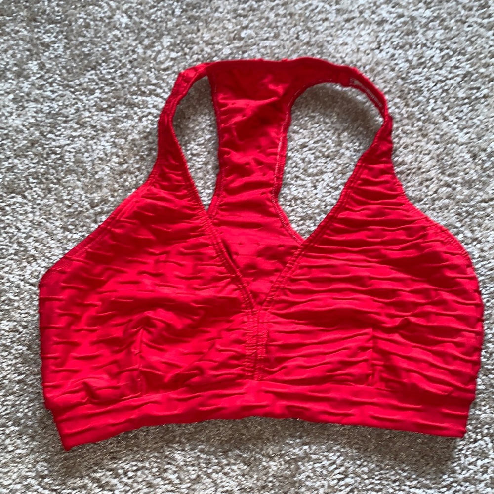 Red Textured Sports Bra